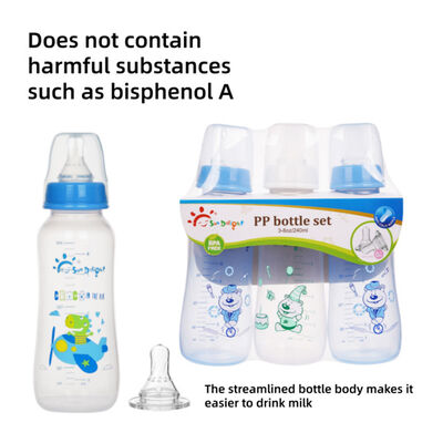 Manufactory 8oz Standard Feeding Bottle 3pcs In A Set Slow Flow Anti Colic Milk Bottle