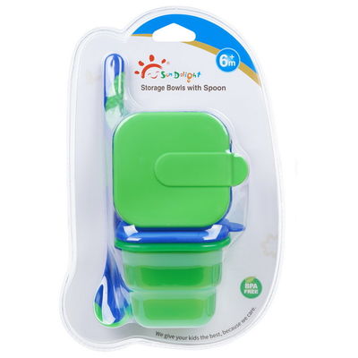 2pcs BPAのスプーンとの自由な気密のプラスチック ベビーフードの貯蔵