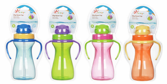 非BPA自由な9oz 290mlの赤ん坊によって重くされるわらのコップをこぼしなさい