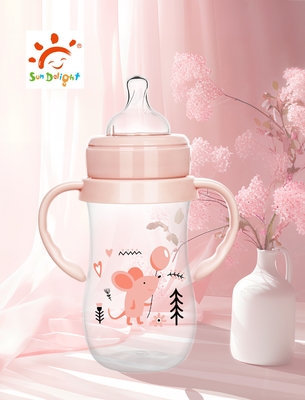 9オンス260ml PP ワイドネックアーチ ベビーフィッティングボトル ピンク色